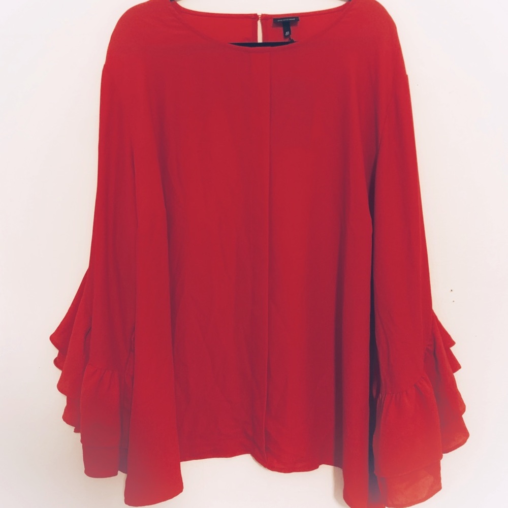 Who What Wear NWT Size 4X Red Blouse with Ruffles
